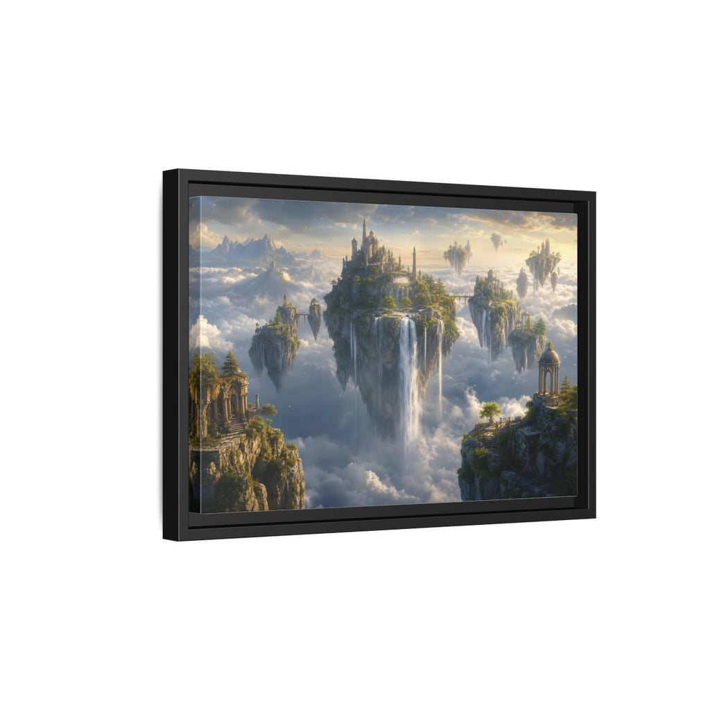Side Mockup 6. Fairytale Floating Islands Fantasy Sky Kingdom shown as stretched canvas wall art