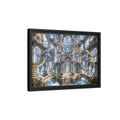 Side Mockup 6. Fairytale Grand Architecture Blue Gold Fantasy shown as stretched canvas wall art