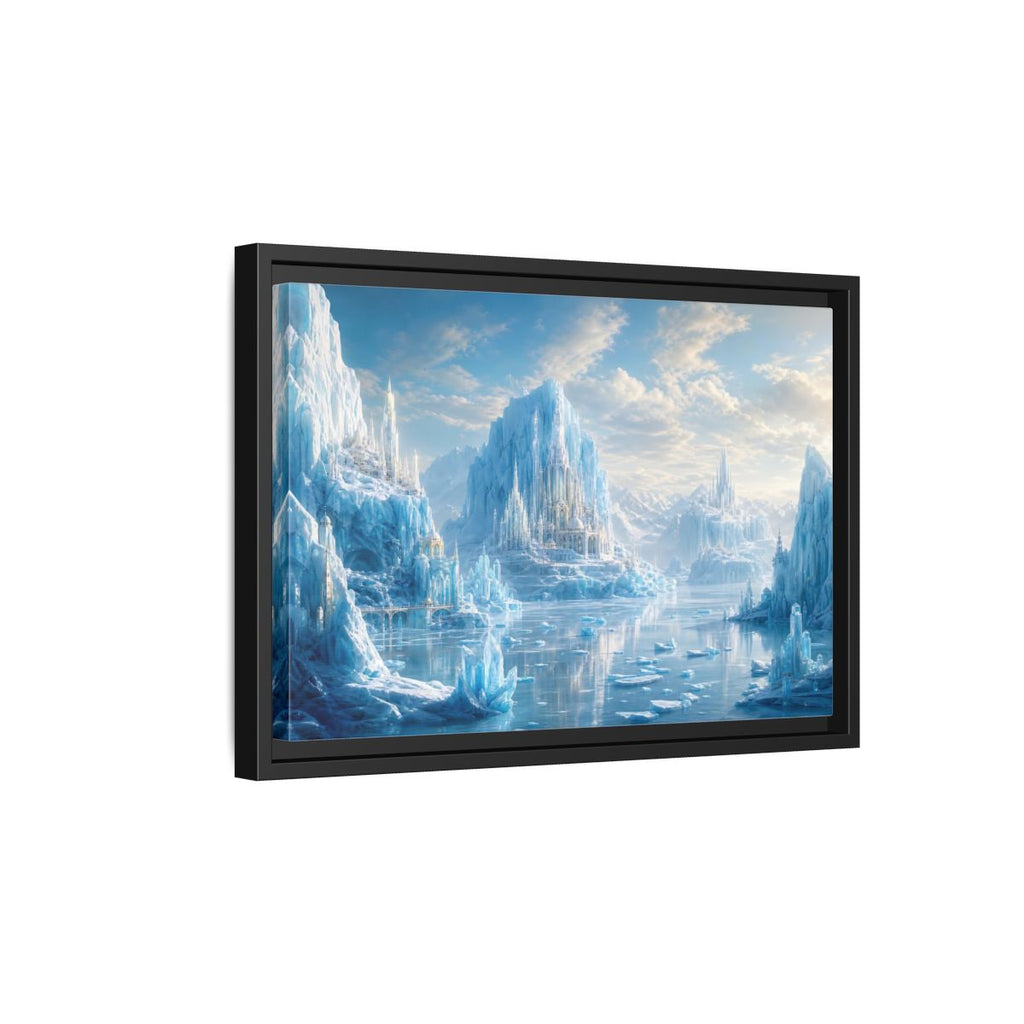 Side Mockup 6. Fairytale Ice Castle Blue Ice Kingdom shown as stretched canvas wall art