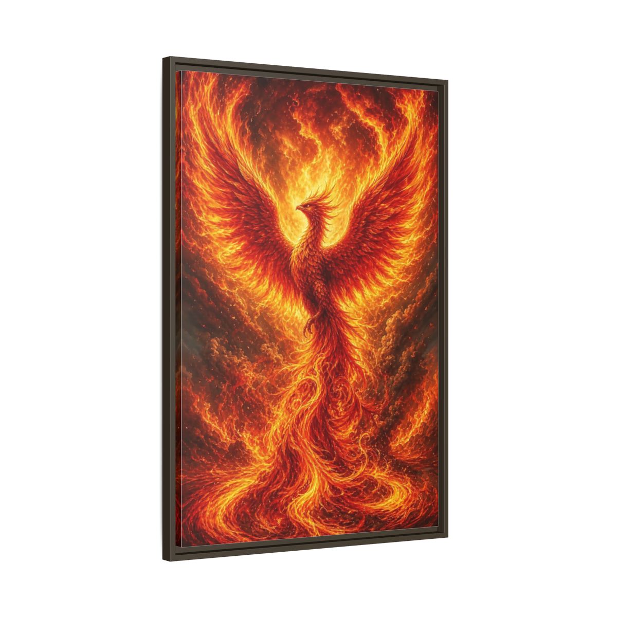 Main Mockup. Fairytale Phoenix Fiery Phoenix shown as stretched canvas wall art