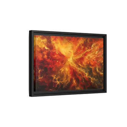 Side Mockup 6. Fairytale Phoenix Red Gold Phoenix shown as stretched canvas wall art