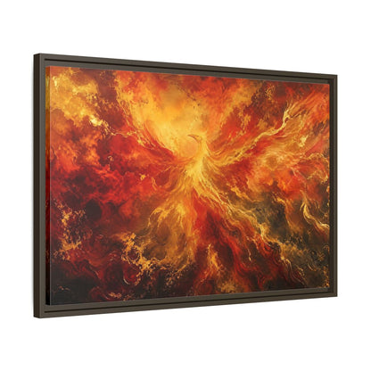 Side Mockup 11. Fairytale Phoenix Red Gold Phoenix shown as stretched canvas wall art