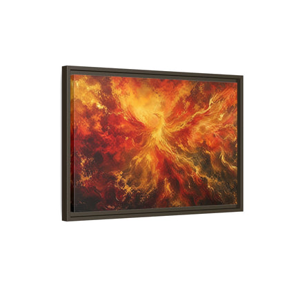 Side Mockup 2. Fairytale Phoenix Red Gold Phoenix shown as stretched canvas wall art