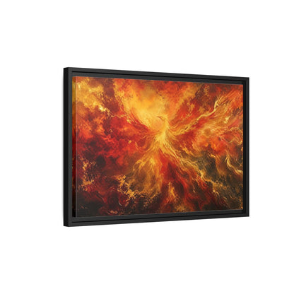 Side Mockup 3. Fairytale Phoenix Red Gold Phoenix shown as stretched canvas wall art