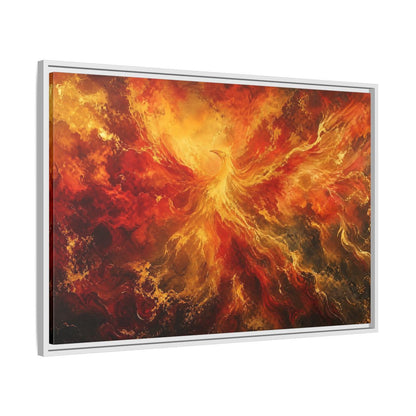 Side Mockup 9. Fairytale Phoenix Red Gold Phoenix shown as stretched canvas wall art
