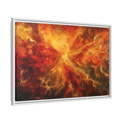 Side Mockup 10. Fairytale Phoenix Red Gold Phoenix shown as stretched canvas wall art
