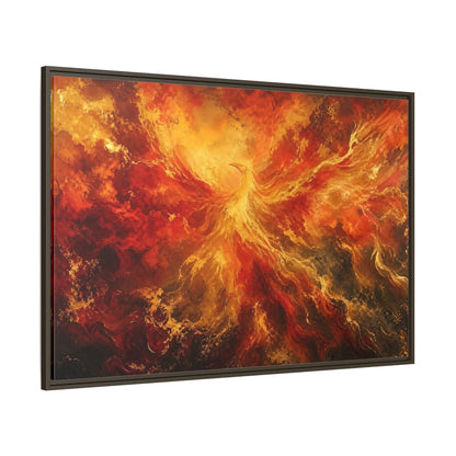 Side Mockup 8. Fairytale Phoenix Red Gold Phoenix shown as stretched canvas wall art
