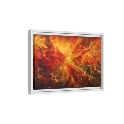Side Mockup 4. Fairytale Phoenix Red Gold Phoenix shown as stretched canvas wall art