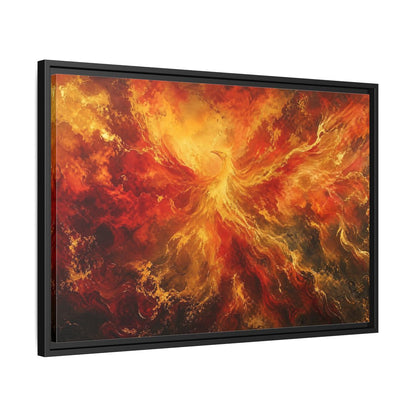 Side Mockup 14. Fairytale Phoenix Red Gold Phoenix shown as stretched canvas wall art