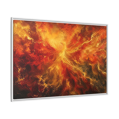 Side Mockup 7. Fairytale Phoenix Red Gold Phoenix shown as stretched canvas wall art