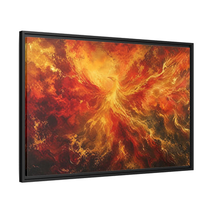 Side Mockup 13. Fairytale Phoenix Red Gold Phoenix shown as stretched canvas wall art