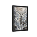 Side Mockup 6. Fairytale Silver Stag Silver And Grey shown as stretched canvas wall art