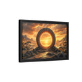 Side Mockup 6. Fairytale Stone Portal Glowing Portal Sunset shown as stretched canvas wall art