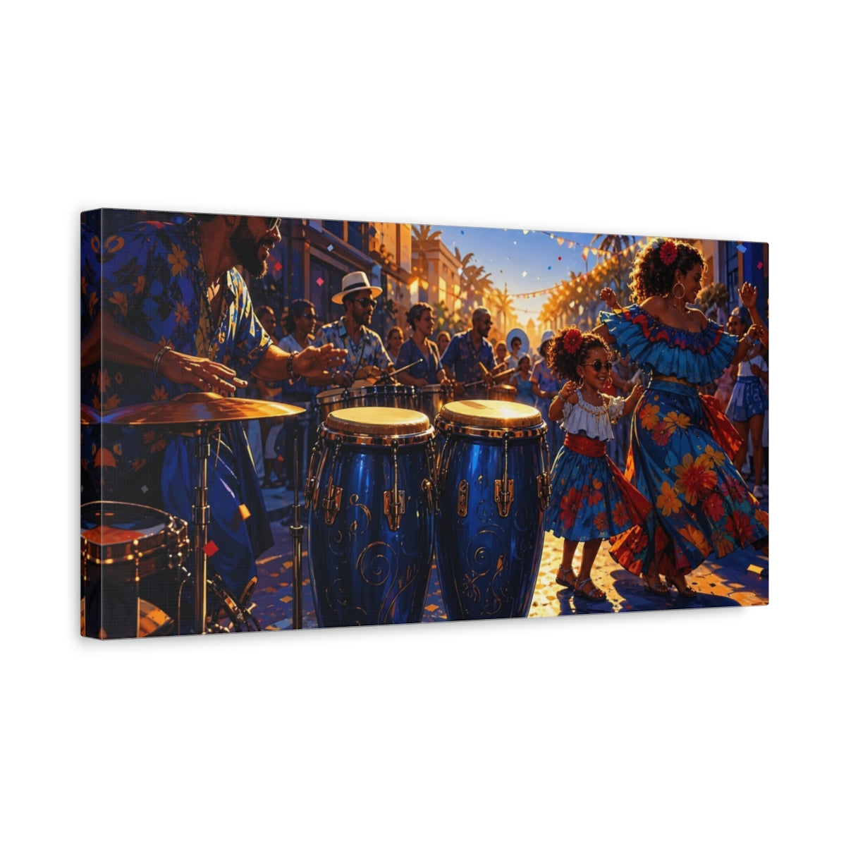 Side Mockup 3. Fairytale Street Festival Festive Celebration shown as canvas print