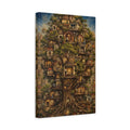 Side Mockup 4. Fairytale Tree City Whimsical Treehouse shown as stretched canvas wall art