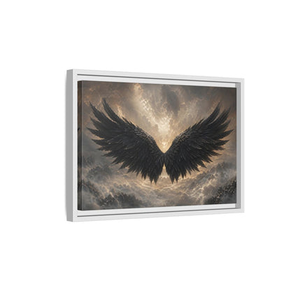 Side Mockup 4. Fairytale Wings Black And Gold shown as stretched canvas wall art