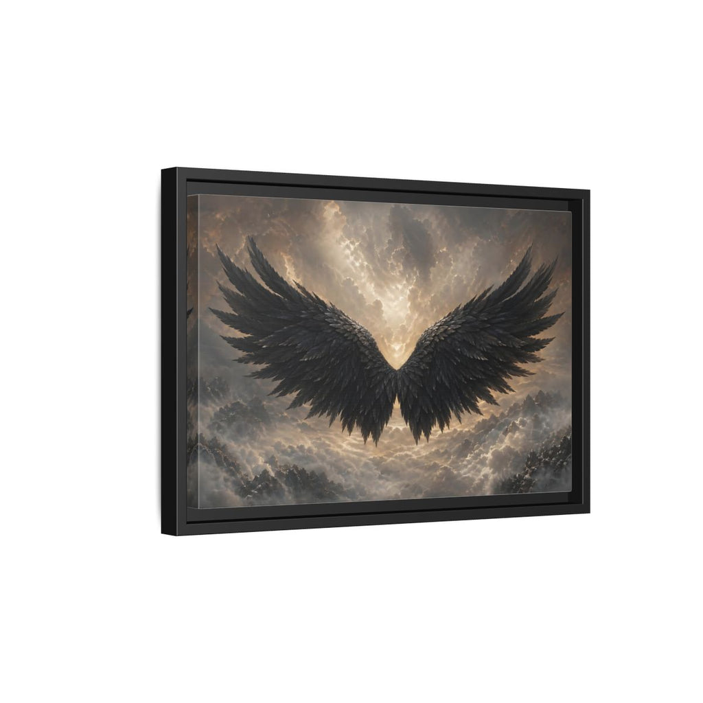 Side Mockup 6. Fairytale Wings Black And Gold shown as stretched canvas wall art