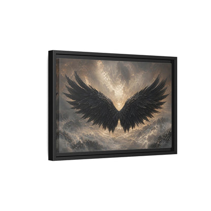 Side Mockup 6. Fairytale Wings Black And Gold shown as stretched canvas wall art