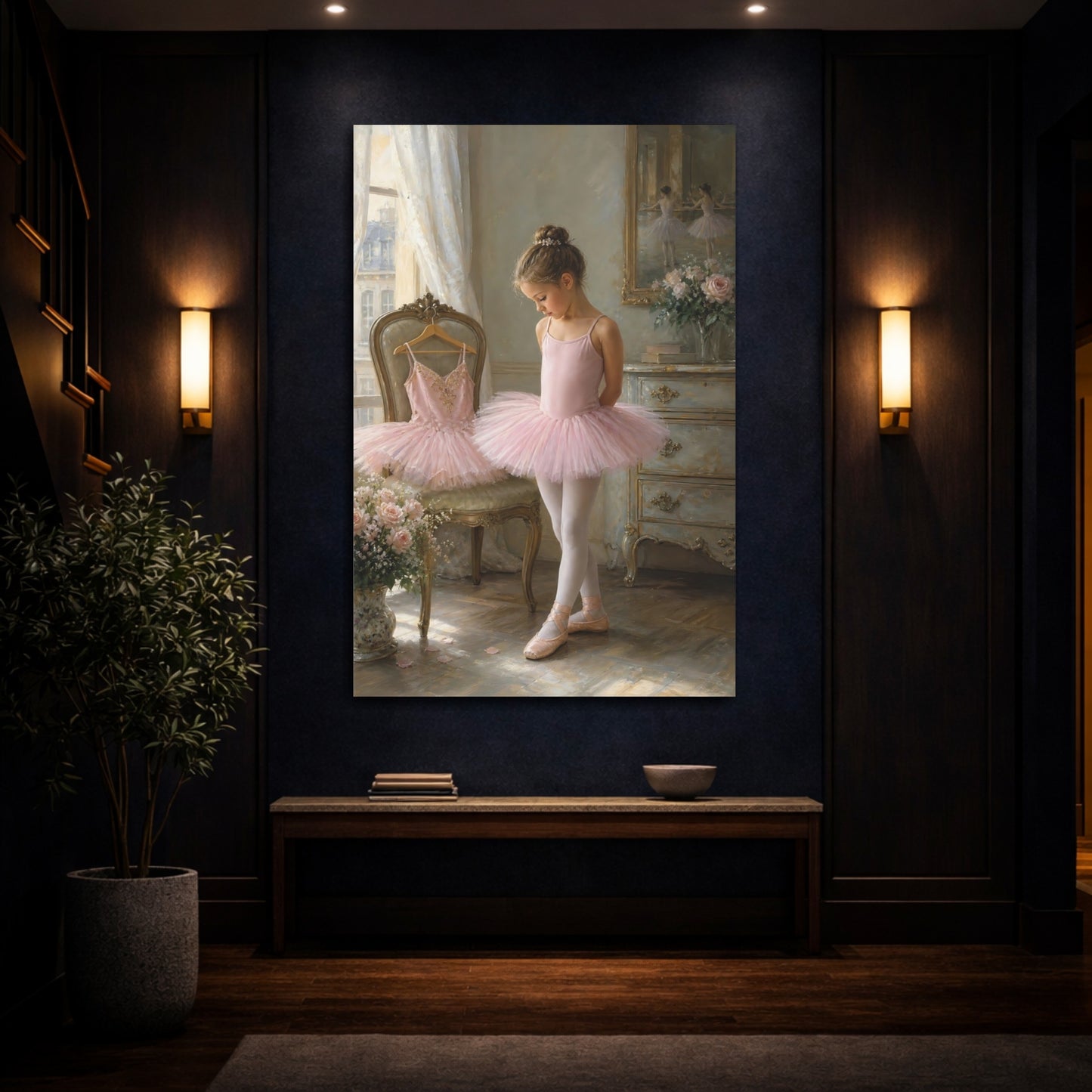 Mockup 4. Fairytale Young Ballerina Pink Ballerina shown as canvas print