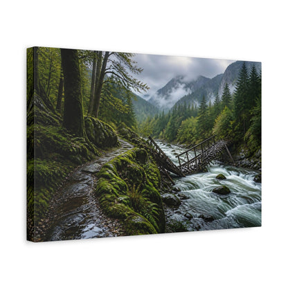 Side Mockup 4. Fallen Bridge Landscape shown as canvas print