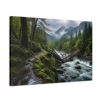 Side Mockup 2. Fallen Bridge Landscape shown as canvas print