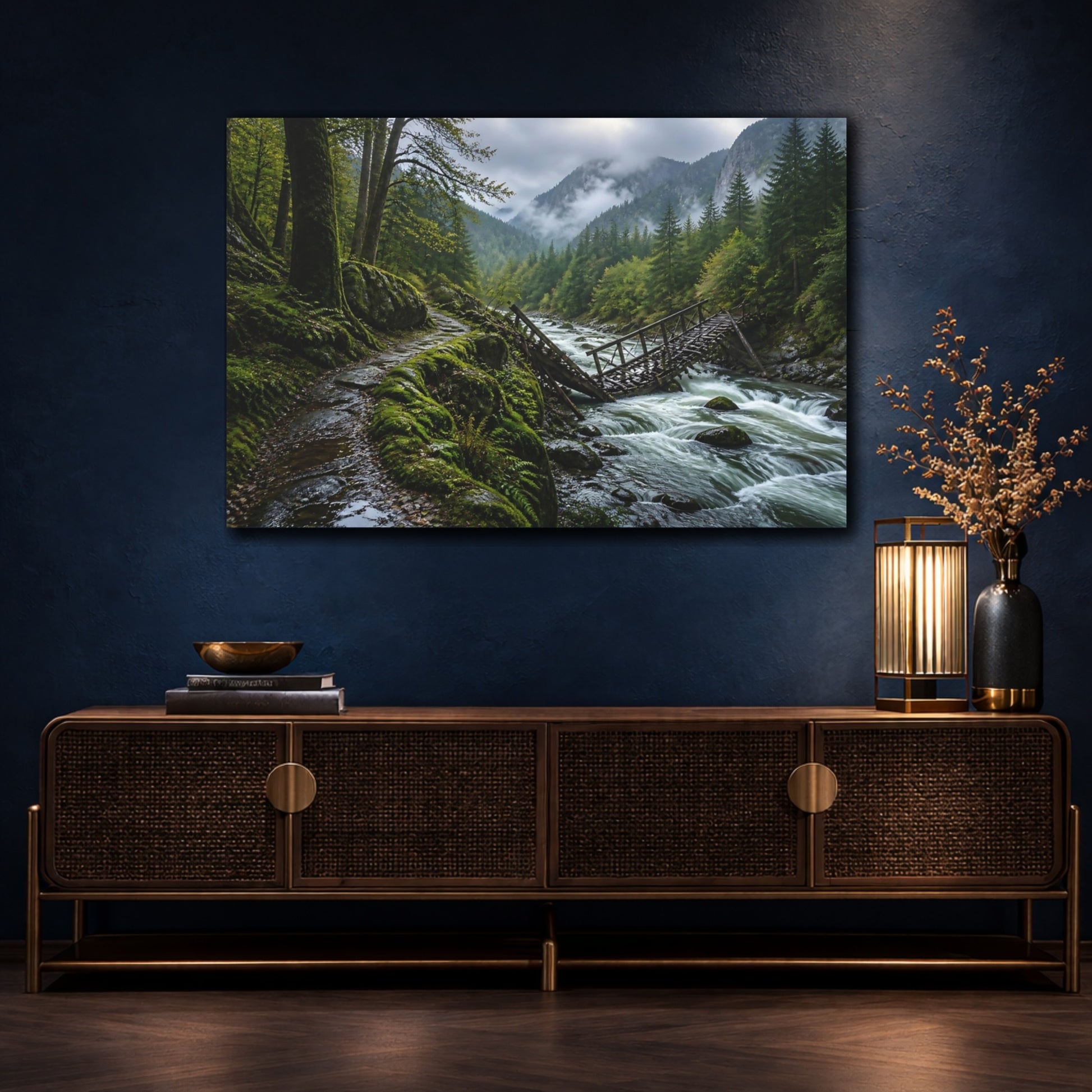 Mockup 4. Fallen Bridge Landscape shown as canvas print