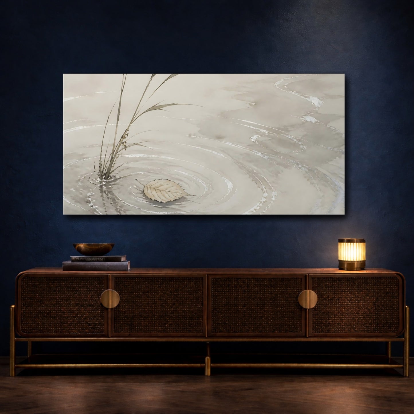 Mockup 4. Fallen Leaf On Ripples shown as canvas print