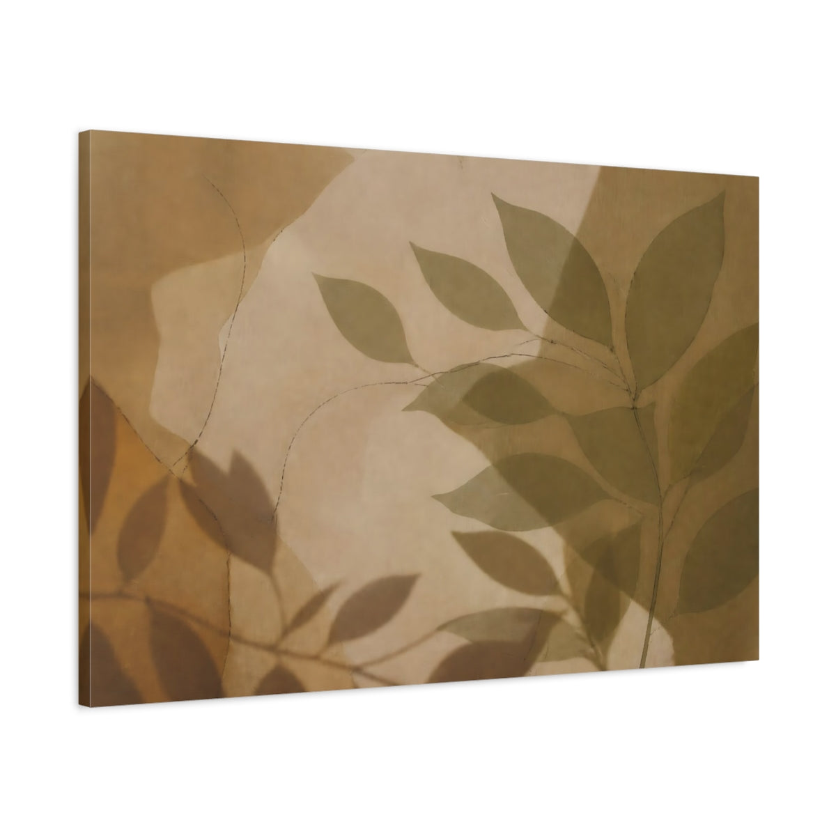 Main Mockup. Falling Leaf Shadow On Linen shown as canvas print