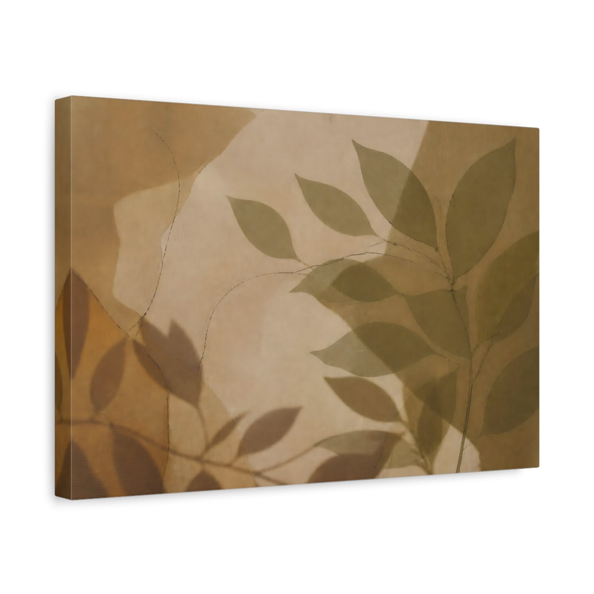 Side Mockup 4. Falling Leaf Shadow On Linen shown as canvas print