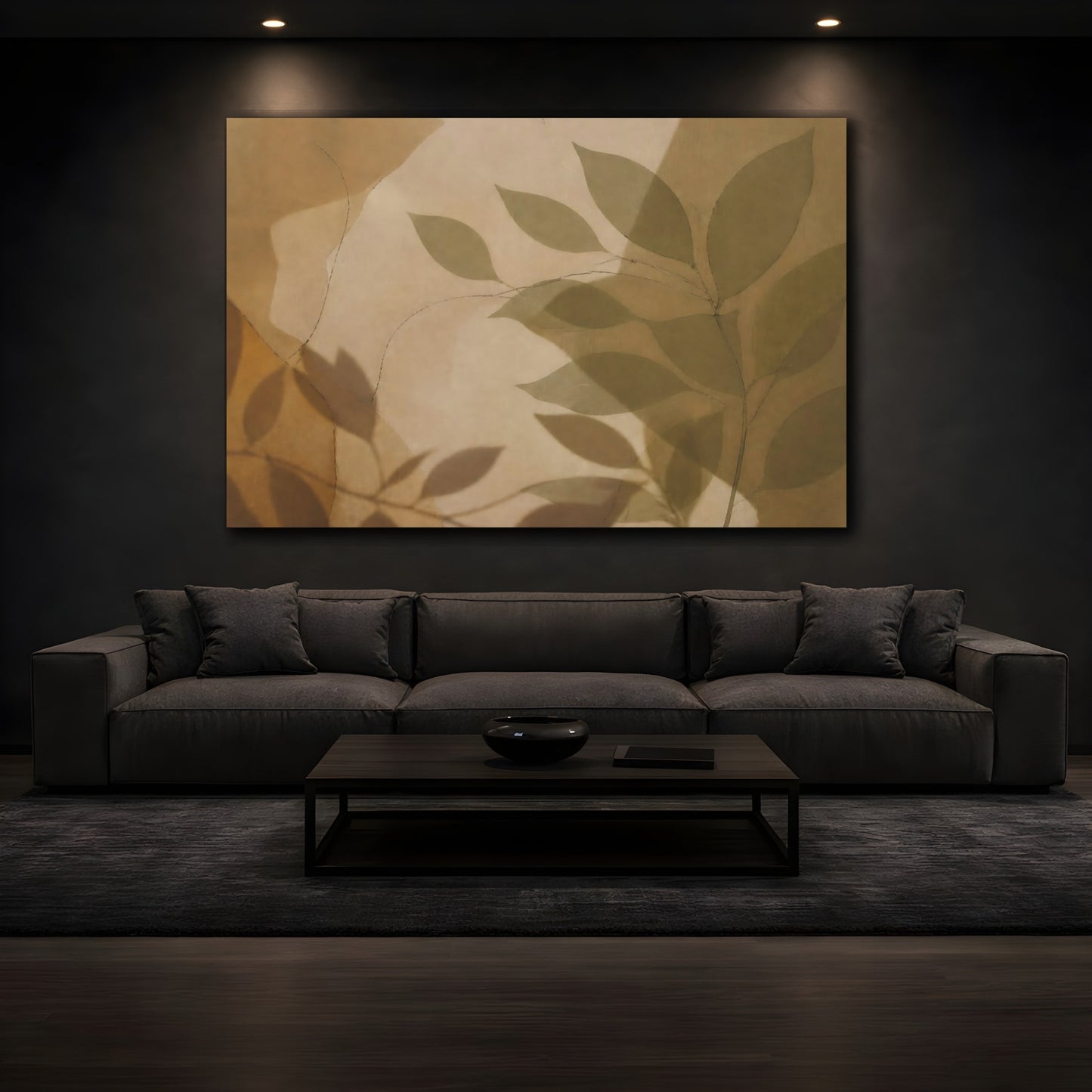 Mockup 3. Falling Leaf Shadow On Linen shown as canvas print