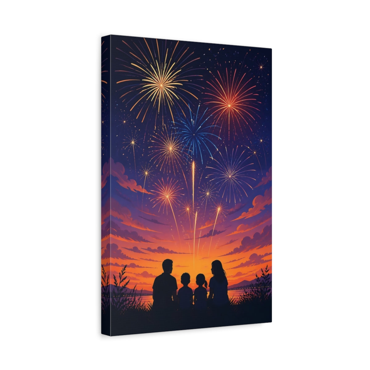 Side Mockup 4. Family Fireworks Night shown as canvas print