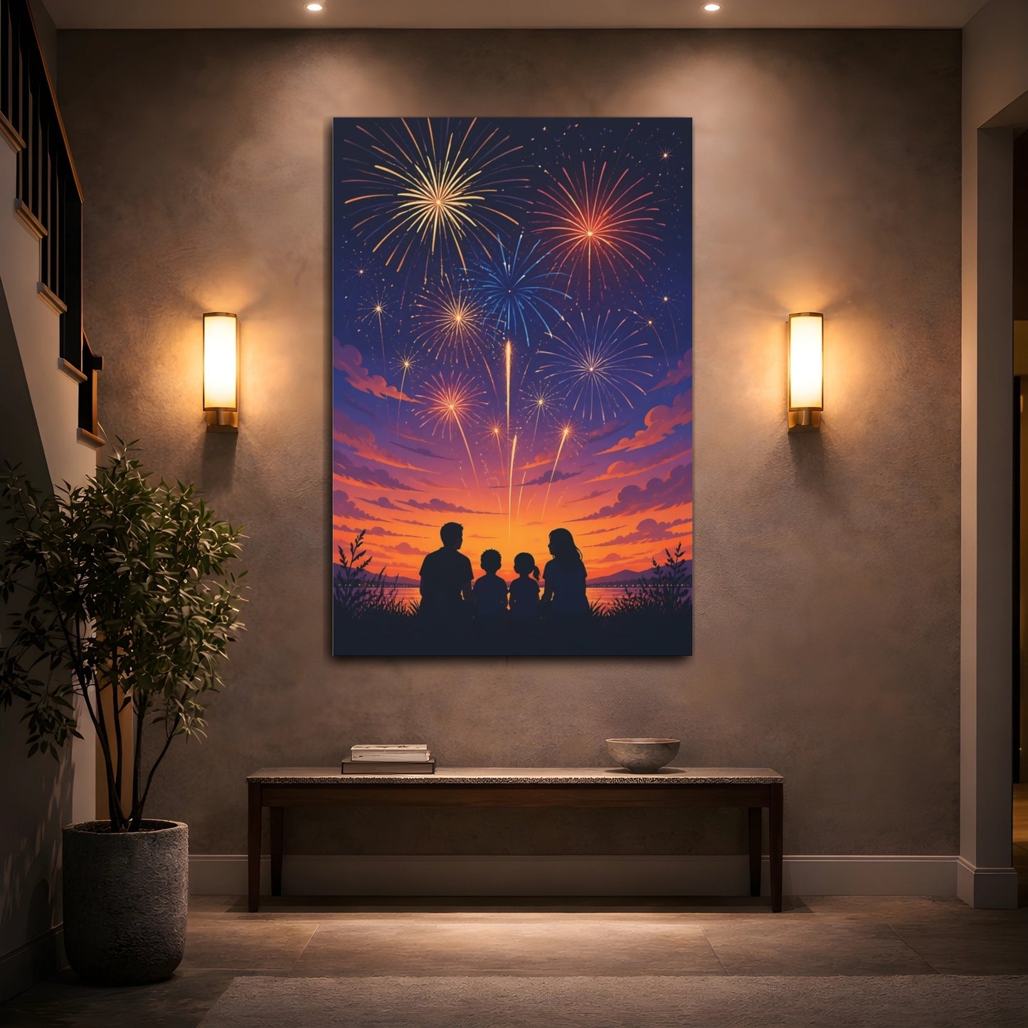 Mockup 2. Family Fireworks Night shown as canvas print