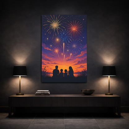 Mockup 3. Family Fireworks Night shown as canvas print