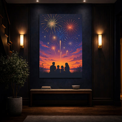 Mockup 4. Family Fireworks Night shown as canvas print