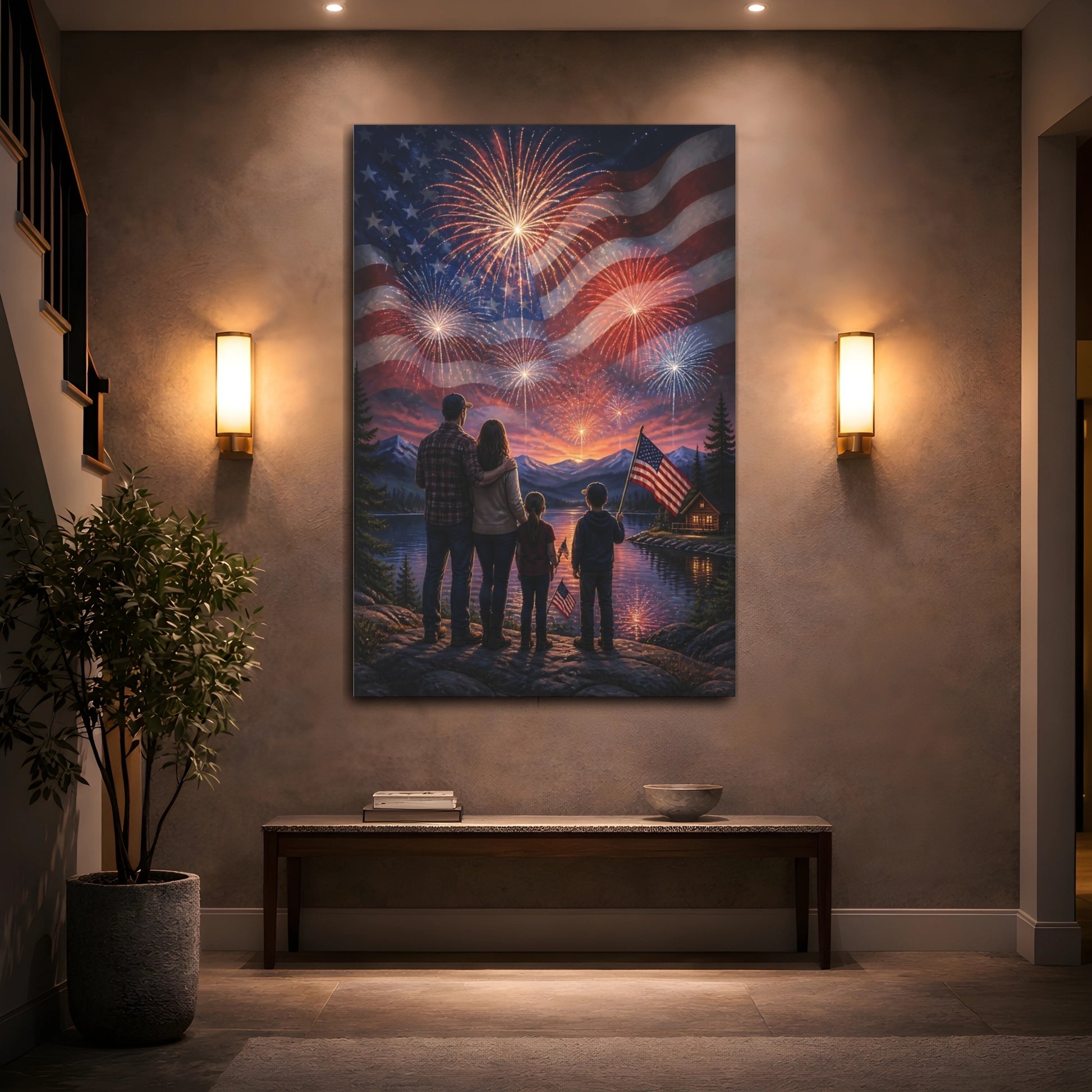 Mockup 2. Family Freedom Fireworks shown as canvas print