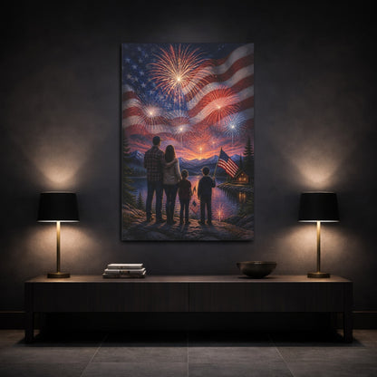 Mockup 3. Family Freedom Fireworks shown as canvas print