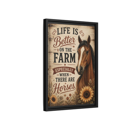 Side Mockup 6. Farm Horse Quote shown as framed canvas print