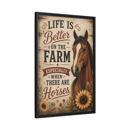 Side Mockup 14. Farm Horse Quote shown as framed canvas print