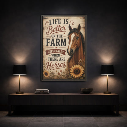 Mockup 3. Farm Horse Quote shown as framed canvas print