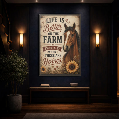 Mockup 4. Farm Horse Quote shown as framed canvas print