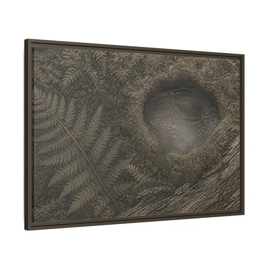 Main Mockup. Fern And Moss Hollow shown as framed canvas print