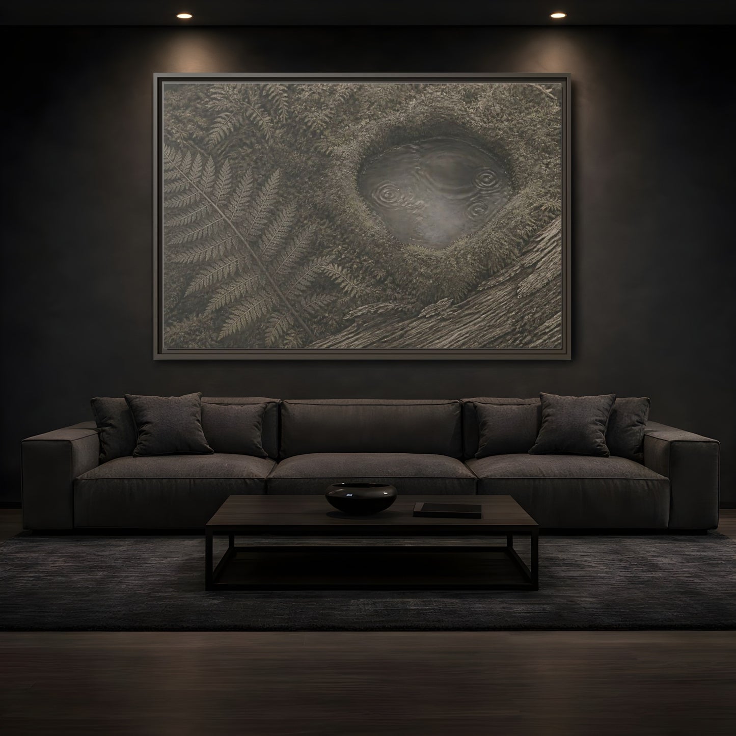 Mockup 3. Fern And Moss Hollow shown as framed canvas print
