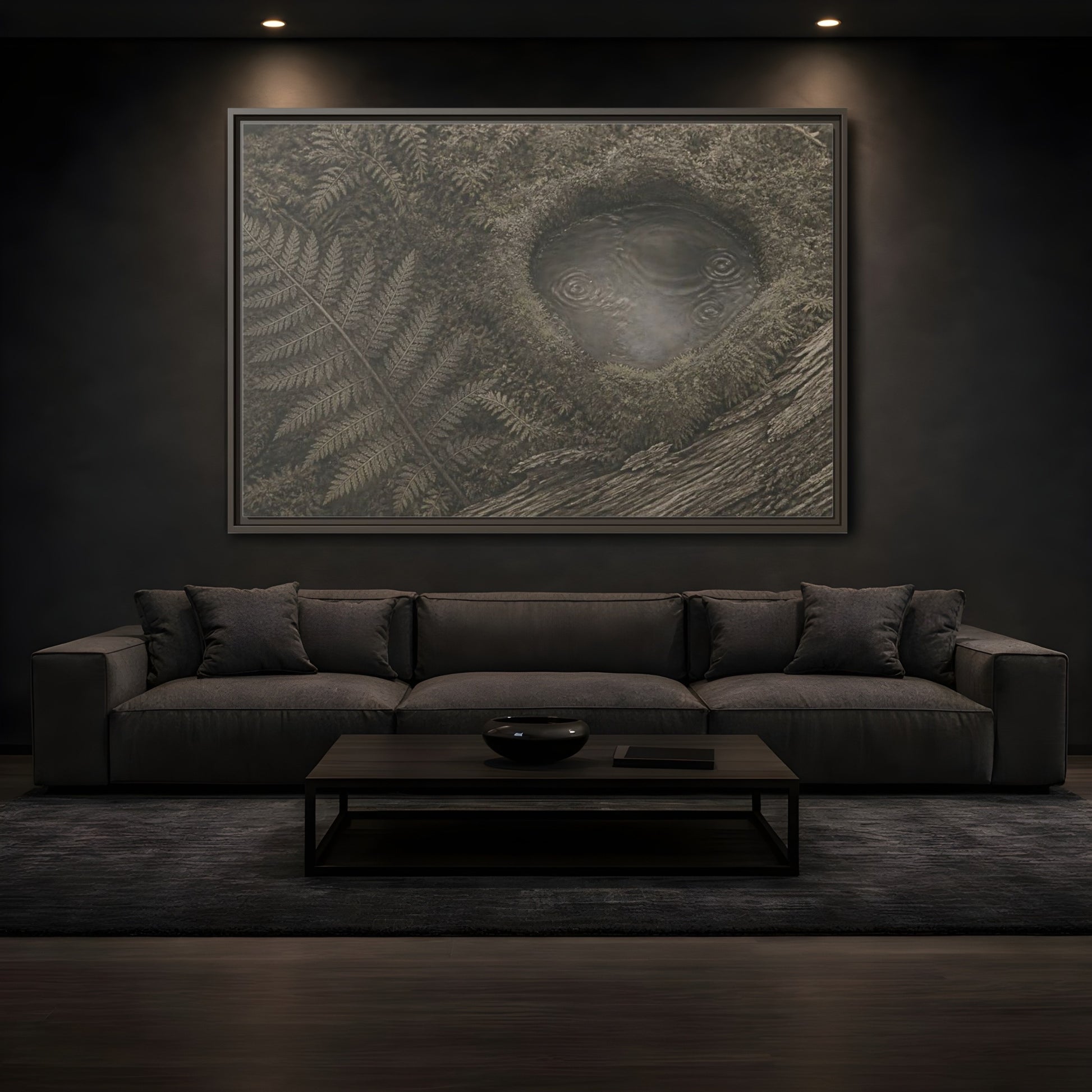 Mockup 3. Fern And Moss Hollow shown as framed canvas print