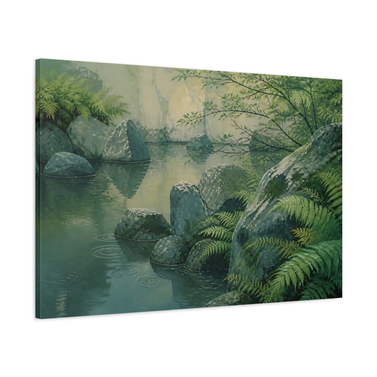 Main Mockup. Fern And Stone Garden shown as canvas print
