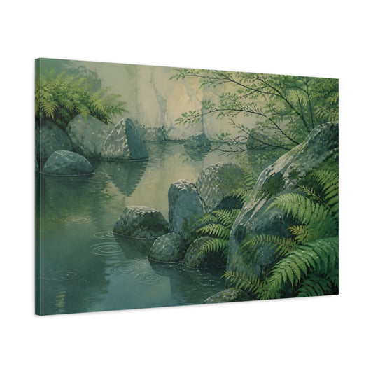 Main Mockup. Fern And Stone Garden shown as canvas print