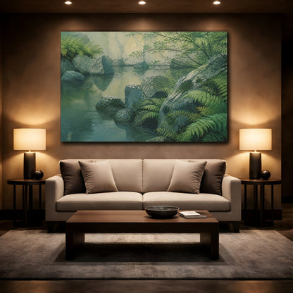 Mockup 2. Fern And Stone Garden shown as canvas print
