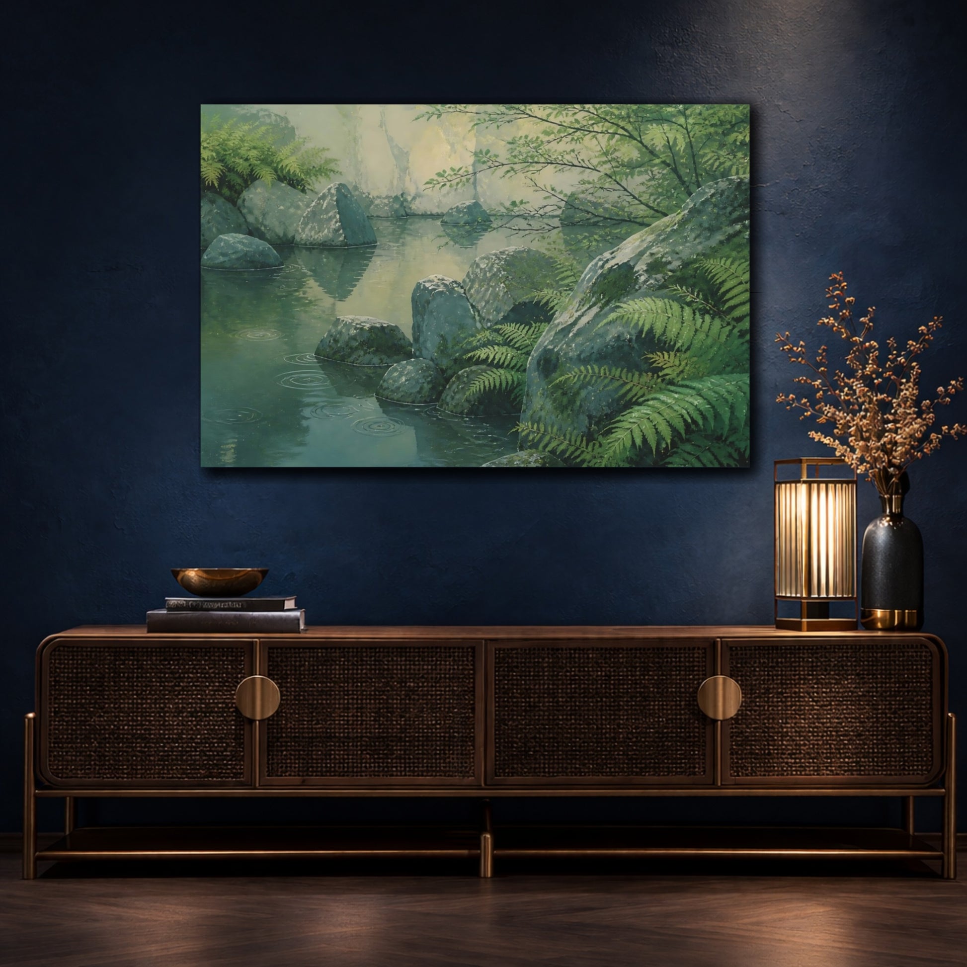 Mockup 4. Fern And Stone Garden shown as canvas print