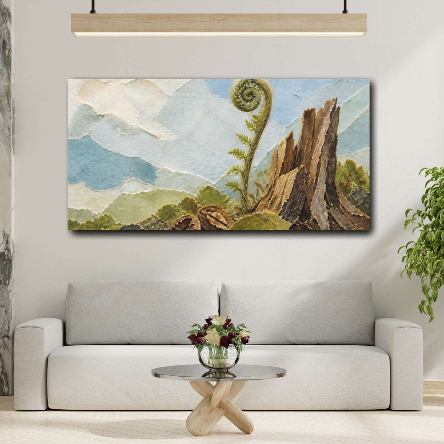 Mockup 2. Fiddlehead And Stump shown as canvas print
