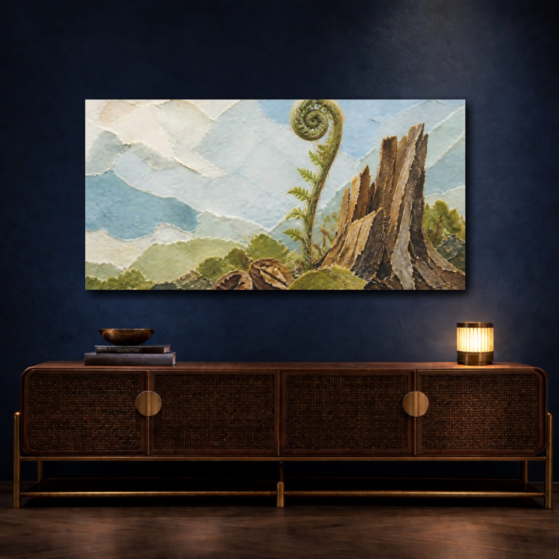 Mockup 4. Fiddlehead And Stump shown as canvas print