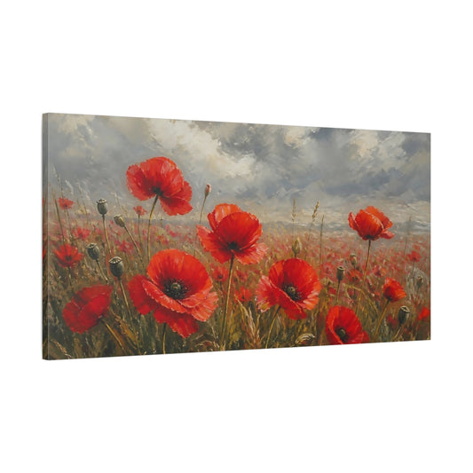 Main Mockup. Field Of Red Poppies shown as canvas print